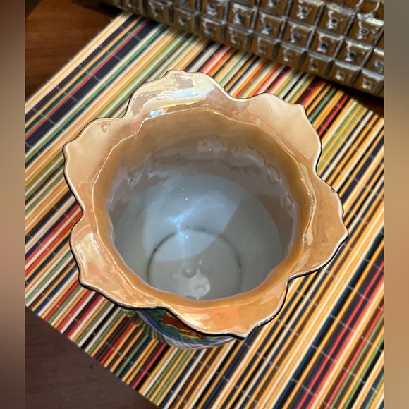 VTG Japanese Tashiro Shoten Lusterware Vase w Flower/Leaf/Berry Majolica - Picture 5 of 10